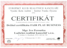 Certifikát FAIR PLAY BUSINESS